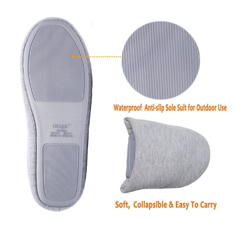 ofoot Women's House Slippers Memory Foam Indoor Shoes,Washable Cotton Non-Slip Rubber Sole,Japanese Style Slip-Ons for Plantar Fasciitis,Lightweight Gift for Mom/Wife (1-Grey, US 9-10) - Image 3